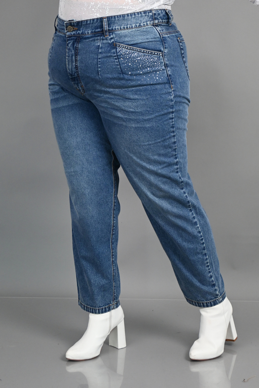 Jeans Slouchy Emilia Strass Cenizo