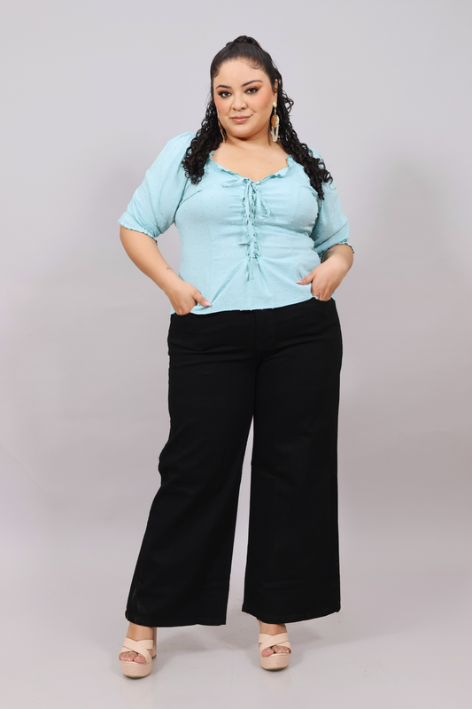 Wide Leg Criss Jeans Black