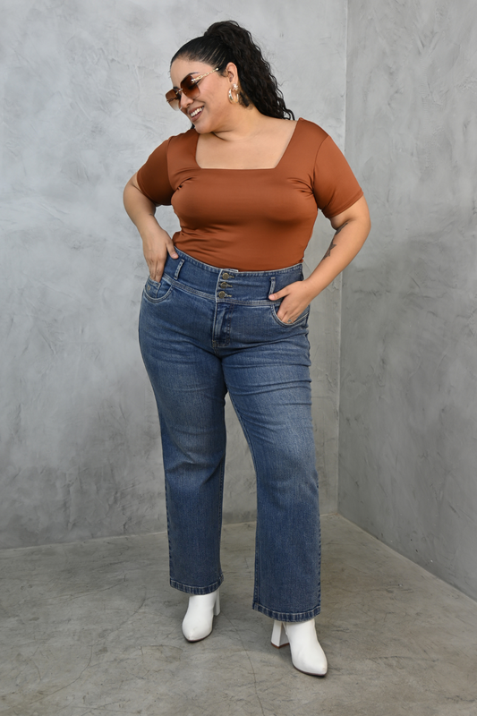 Jeans Corte Recto Alexa Maíz Cenizo