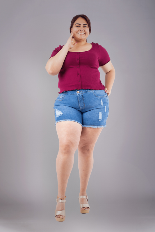 Light Blue Ripped Mafer Shorts