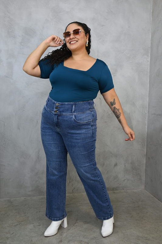 Jeans Corte Recto Alexa Azul Cenizo