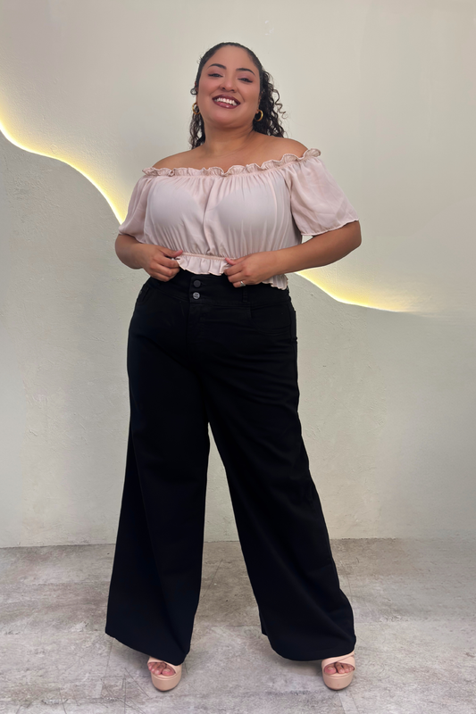 Jeans Wide Leg Salome - Negro