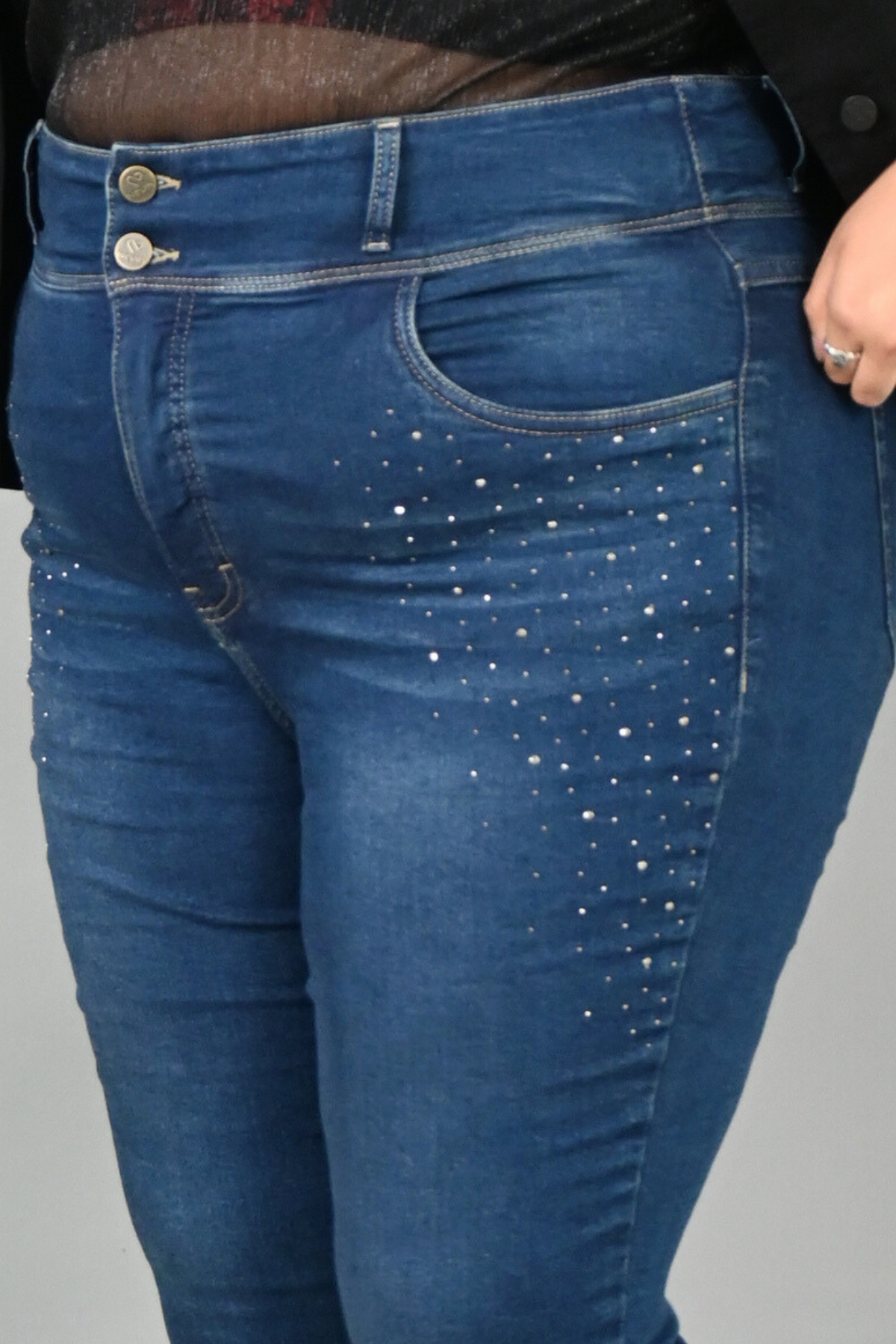 Jeans Skinny Florencia Strass Azul