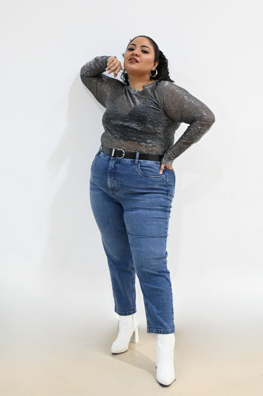 Mom jeans Almendra Celeste