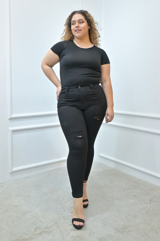 Skinny Isabelina Negro Rasgado