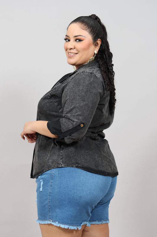 Lidia Blue Denim Blouse