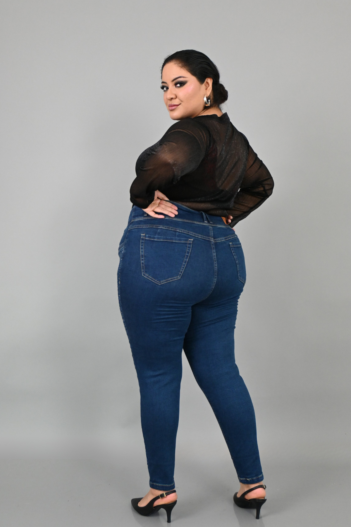 Jeans Skinny Florencia Strass Azul