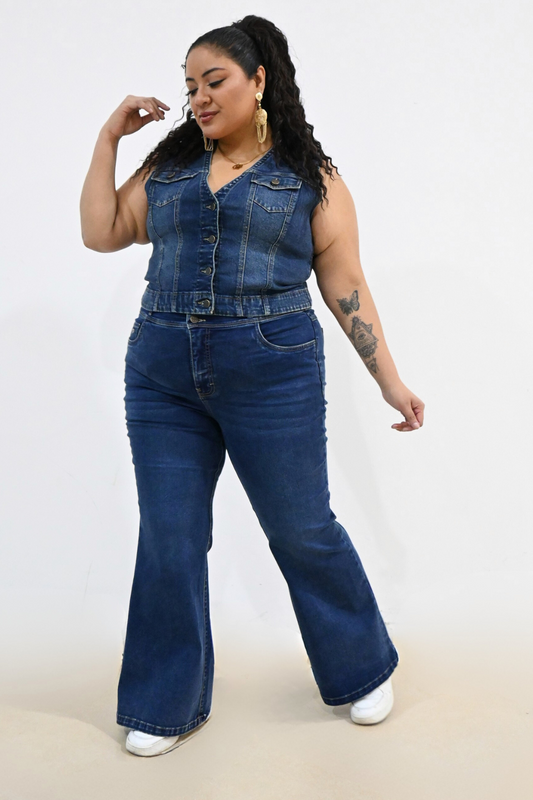 Jeans Flare Liz Green Blue