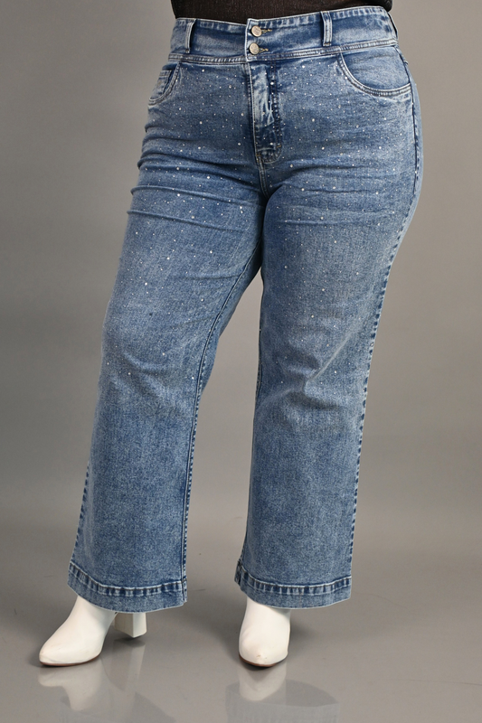 Wide Leg Luna Strass Cenizo