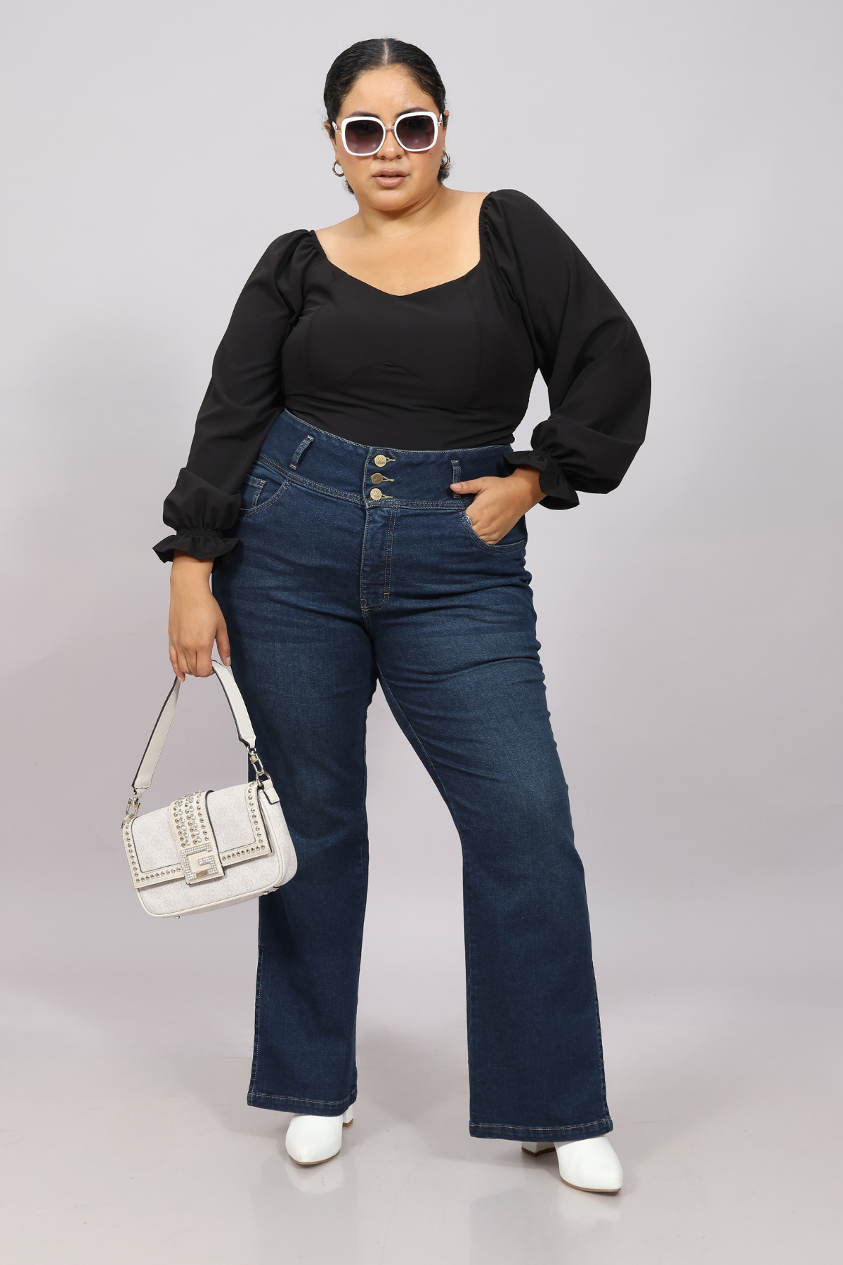 Jeans Corte Recto Pia Azul Vintage