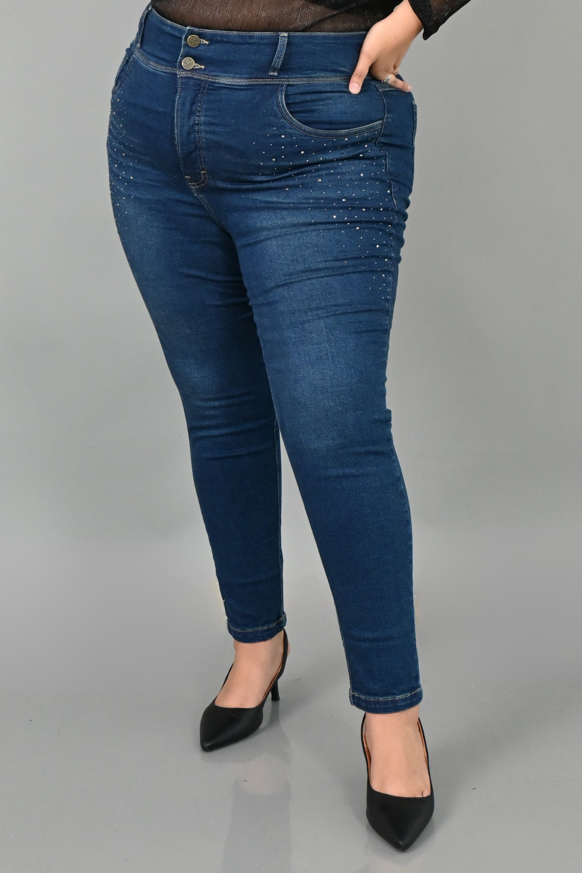 Jeans Skinny Florencia Strass Azul
