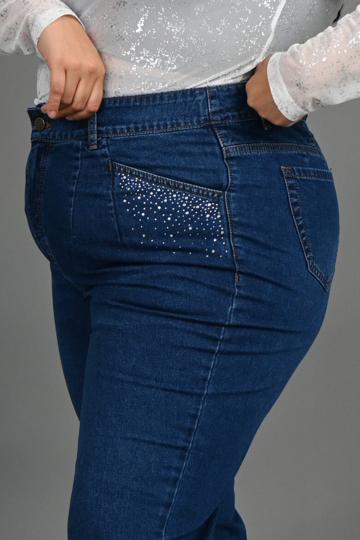 Jeans Slouchy Emilia Strass Azul