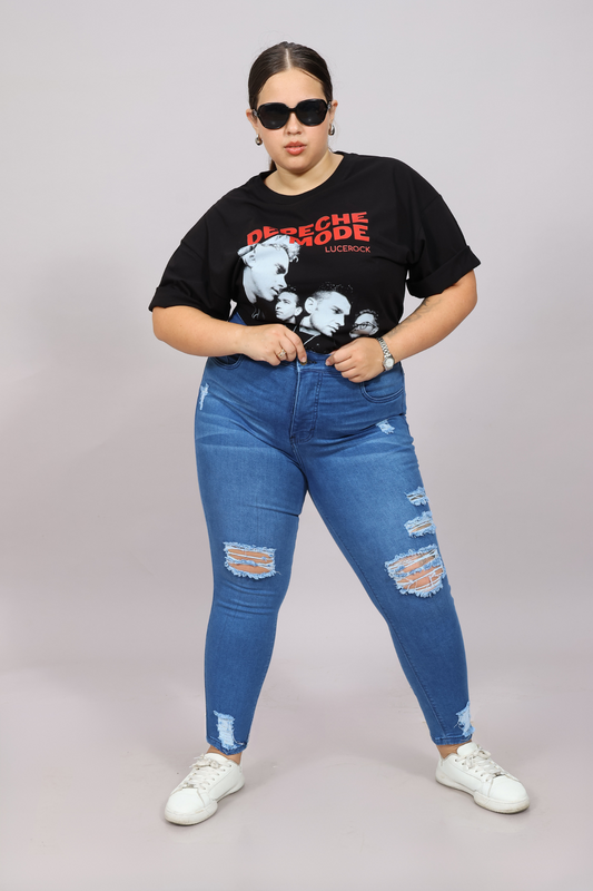 Alisha Ripped Skinny Jeans Light Blue