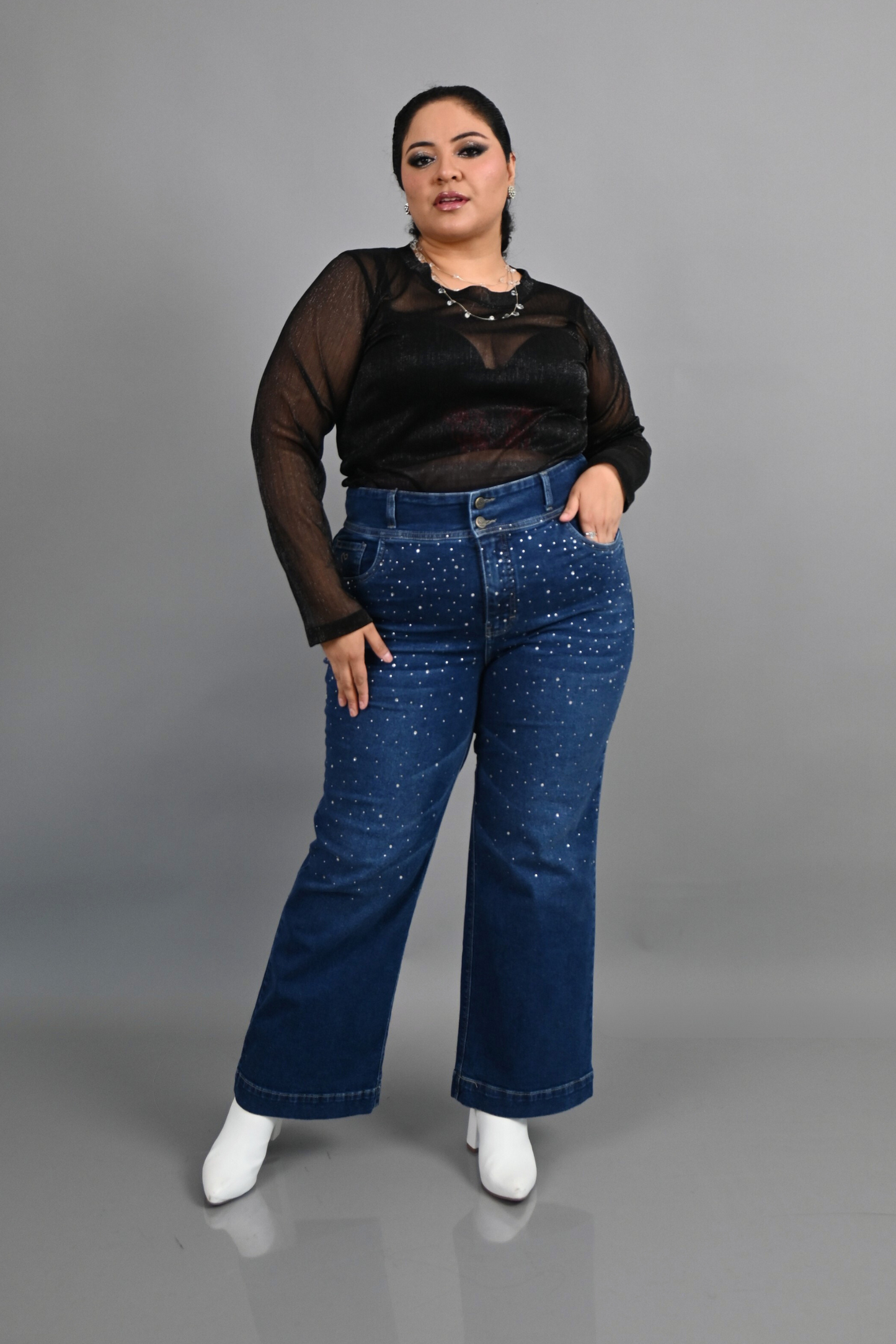 Wide Leg Luna Strass Azul