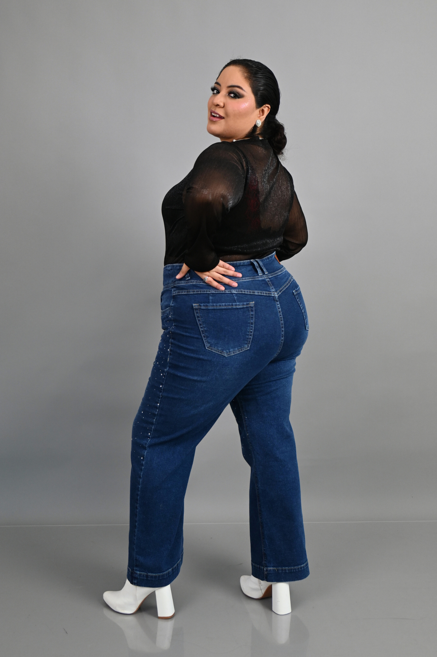 Wide Leg Luna Strass Azul