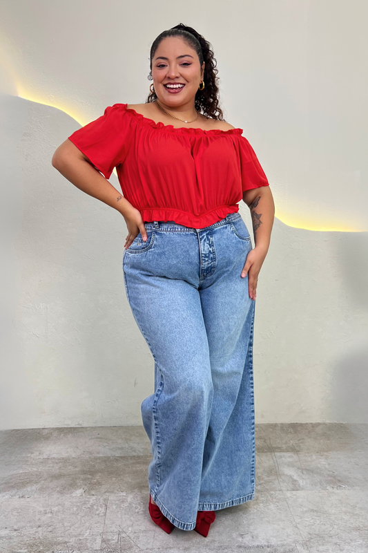 Jeans Wide Leg Salome - Celeste