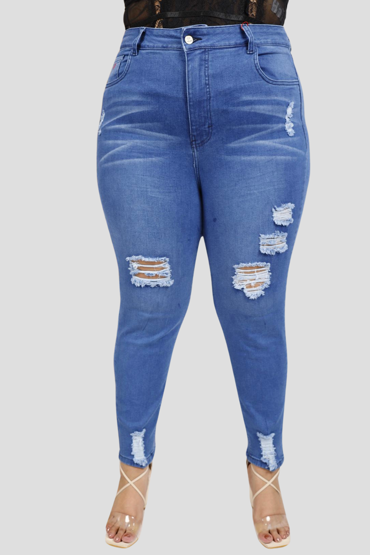 Alisha Ripped Skinny Jeans Light Blue