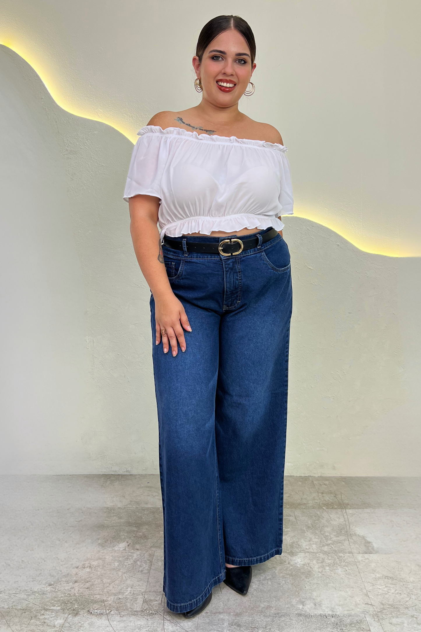 Jeans Wide Leg Salome - Azul Cristal