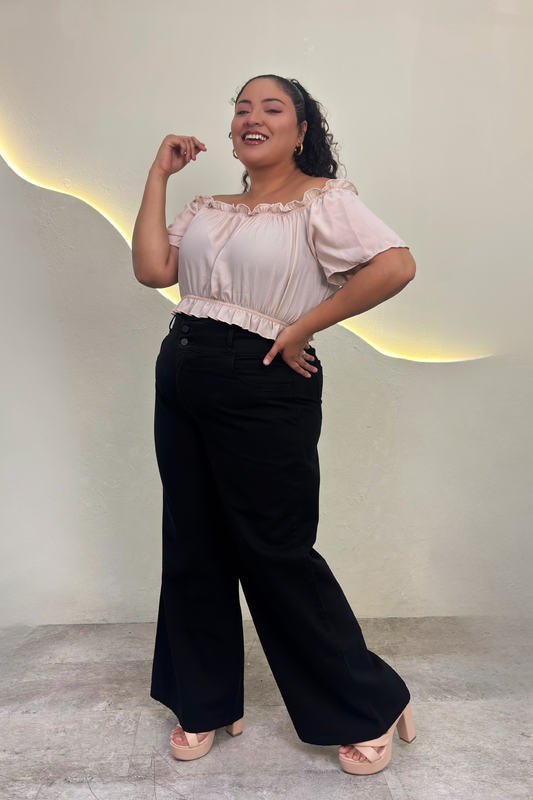 Jeans Wide Leg Salome - Negro