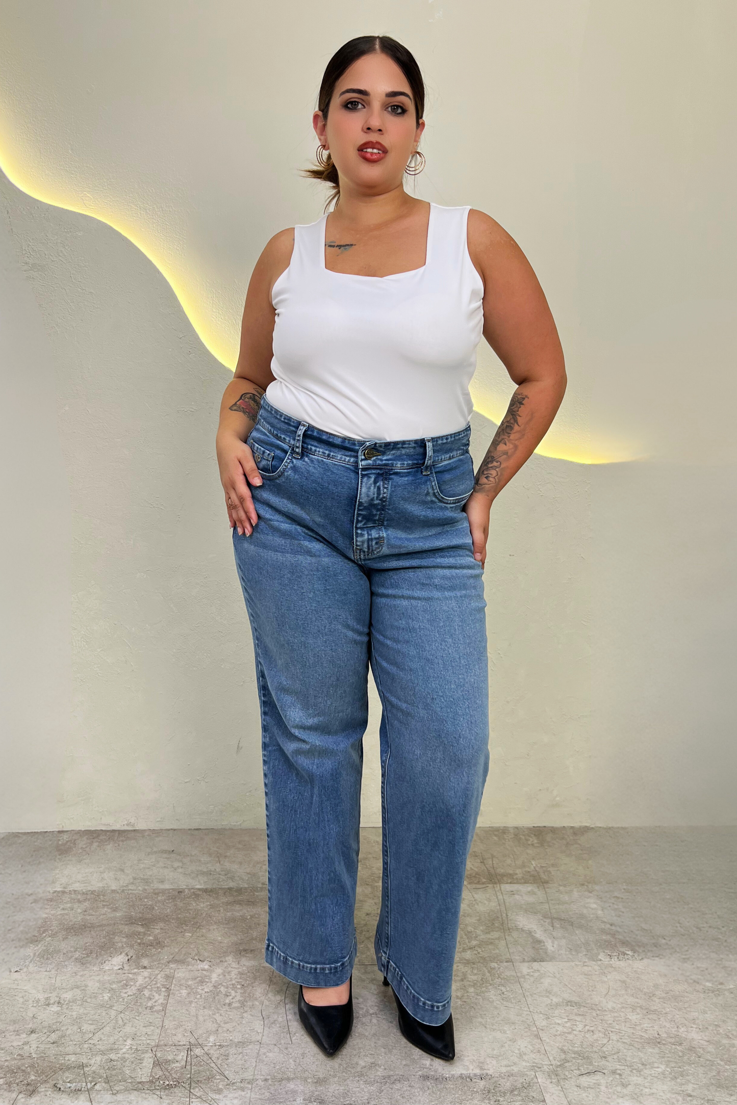 Jeans Wide Leg Bella - Cenizo