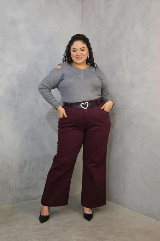 Jeans Corte Recto Gloria Vino