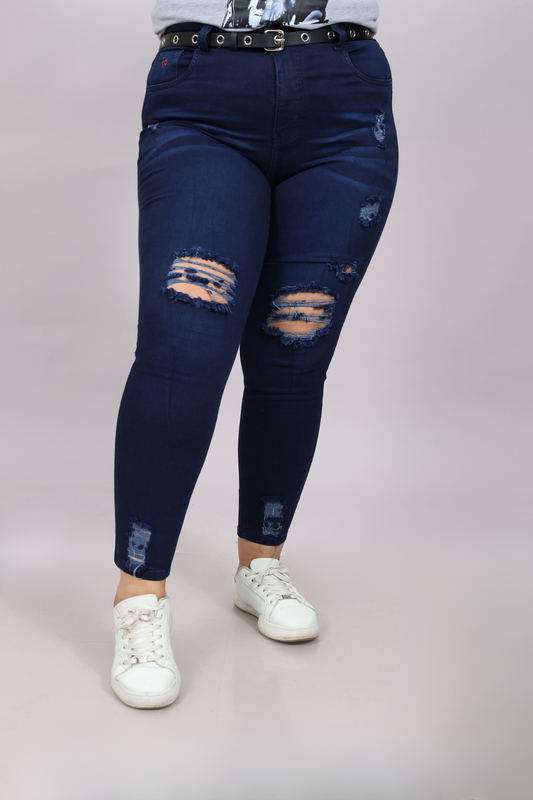 Jeans Skinny Rasgado Alisha Azul