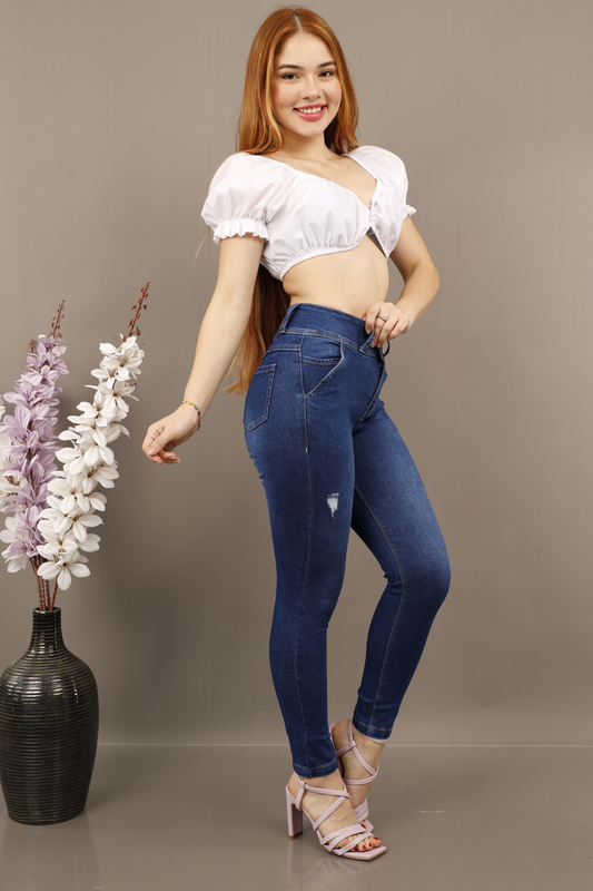 Jeans Skinny New Azul Rasgado