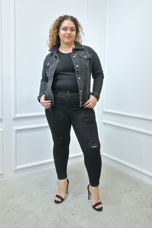 Skinny Isabelina Negro Rasgado