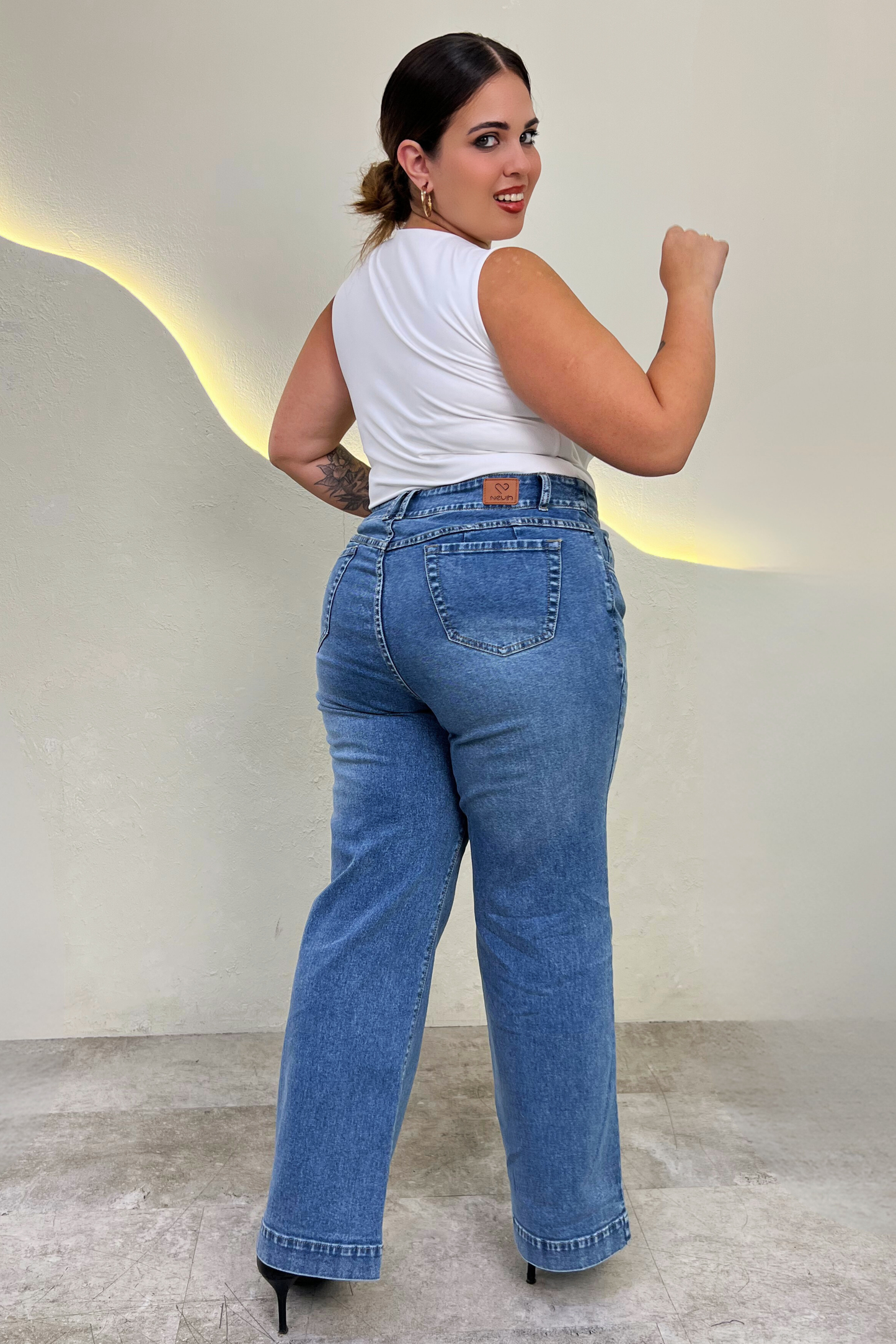 Jeans Wide Leg Bella - Cenizo
