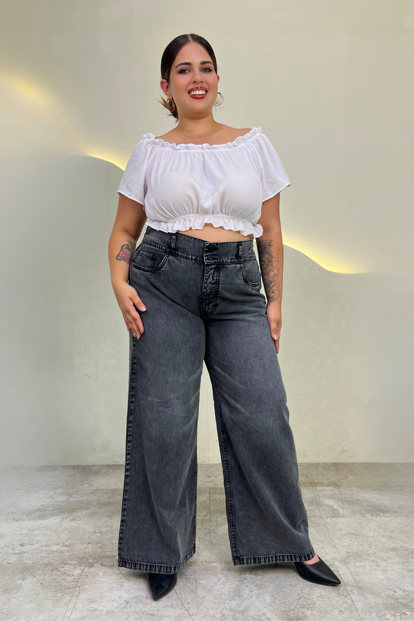 Jeans Wide Leg Salome - Plomo