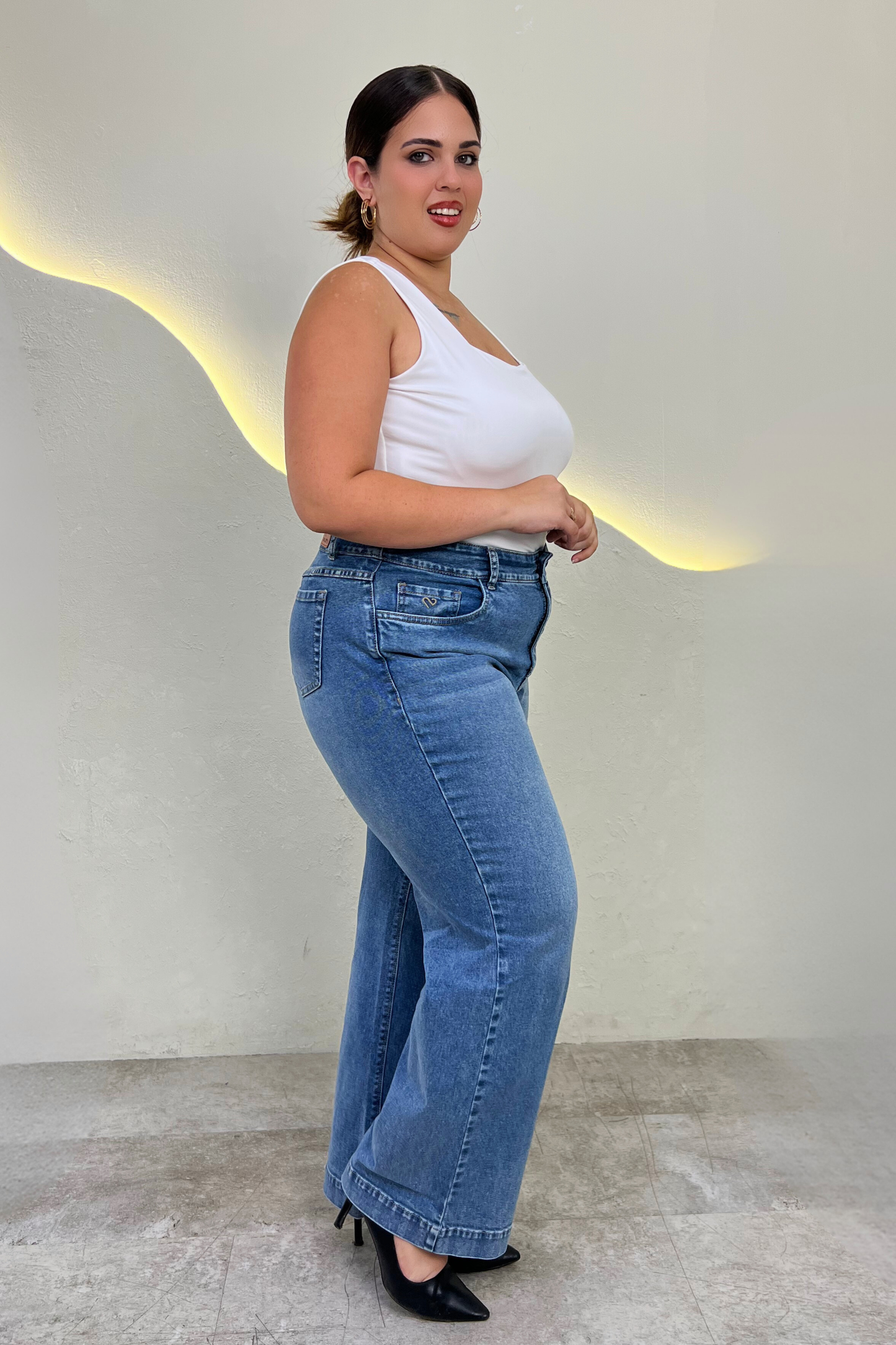 Jeans Wide Leg Bella - Cenizo