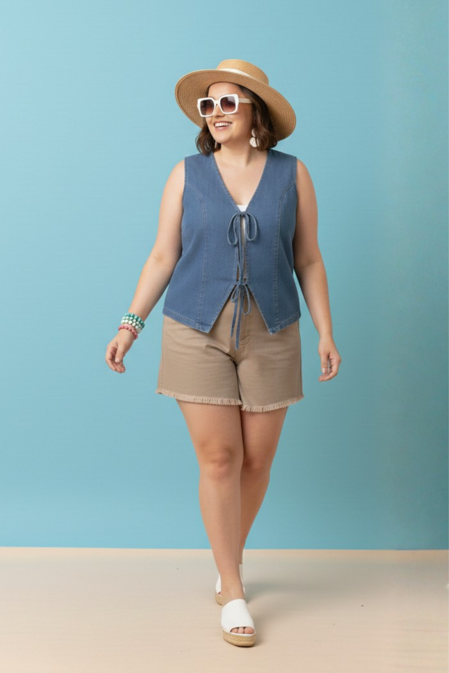 Short Sirena Desflecado Beige