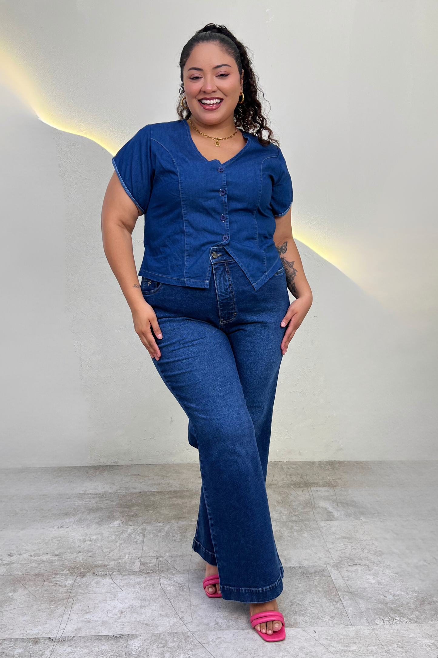 Jeans Wide Leg Bella - Azul Cristal