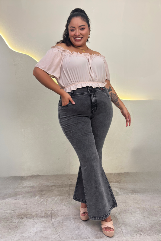 Jeans Flare Liz - Plomo