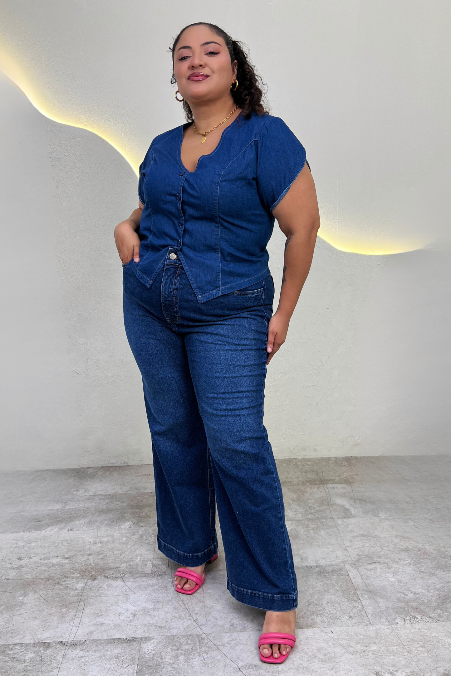 Jeans Wide Leg Bella - Azul Cristal