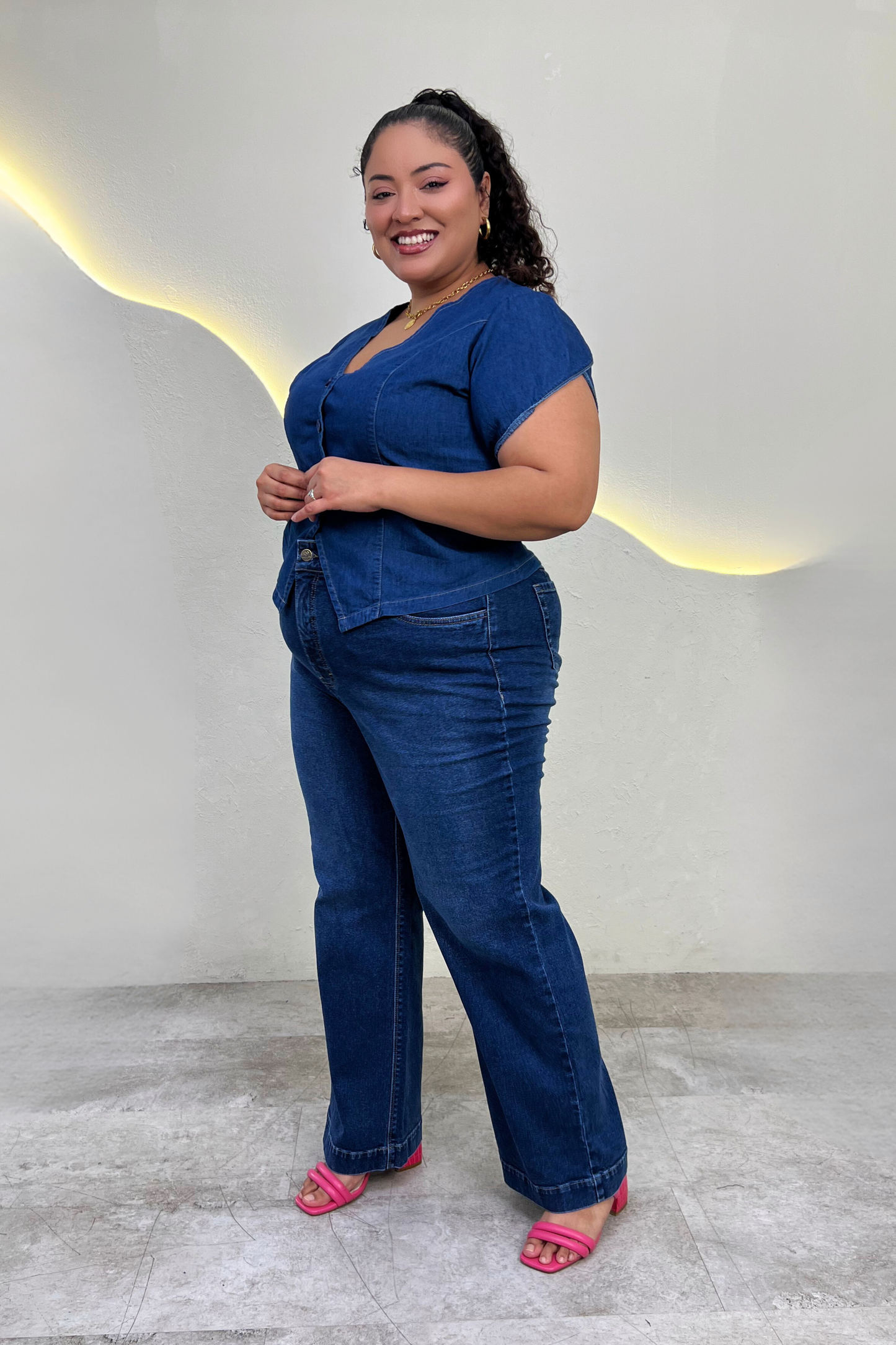 Jeans Wide Leg Bella - Azul Cristal