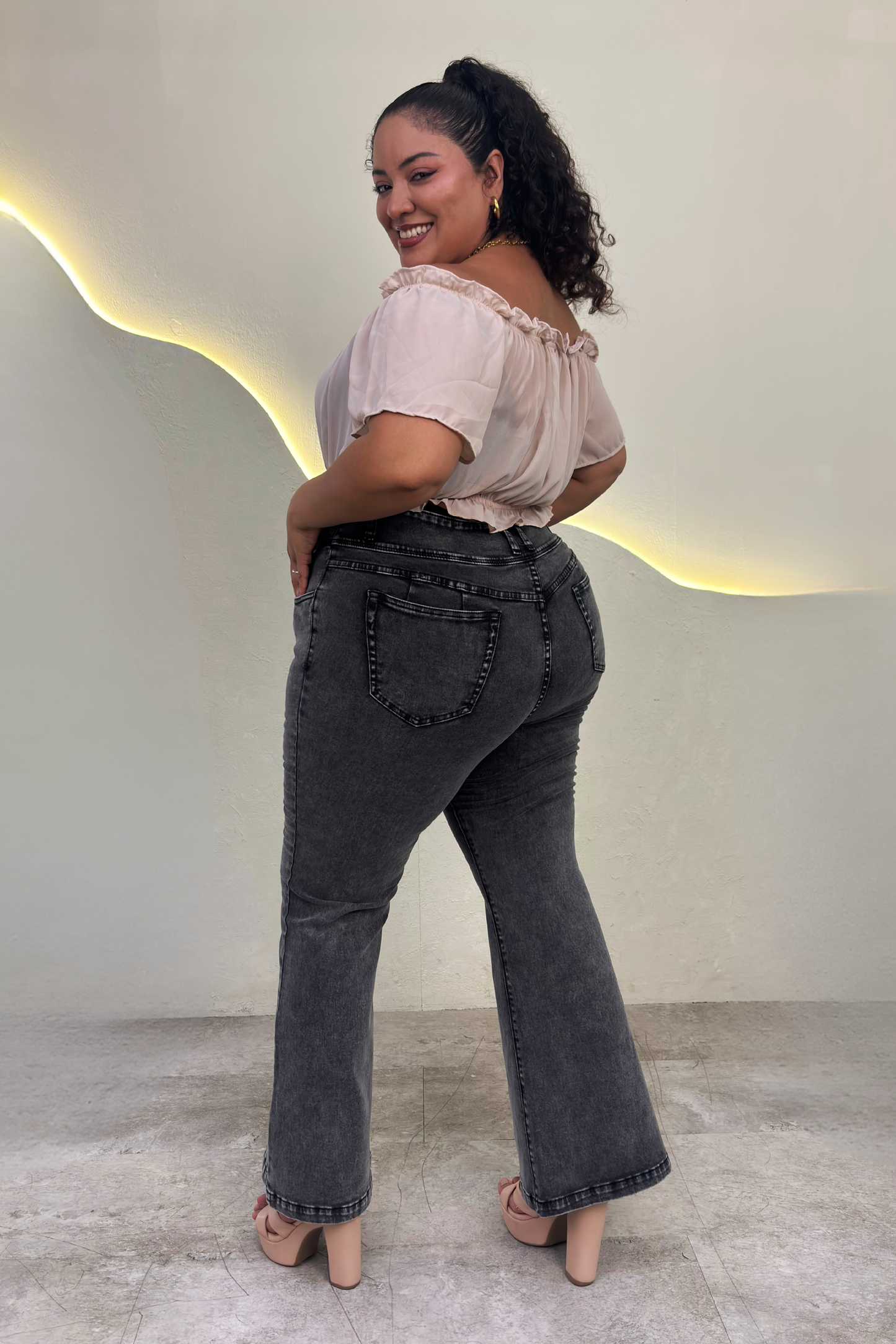 Jeans Flare Liz - Plomo