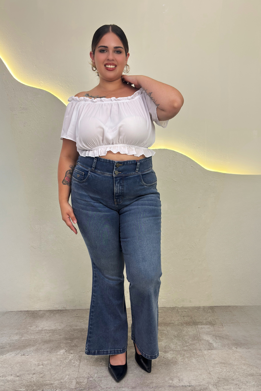 Jeans Flare Liz - Maíz Cenizo