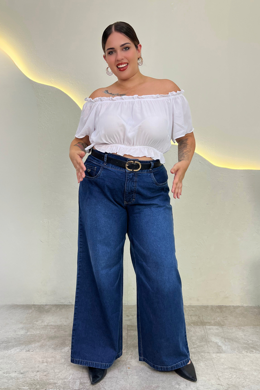 Jeans Wide Leg Salome - Azul Cristal