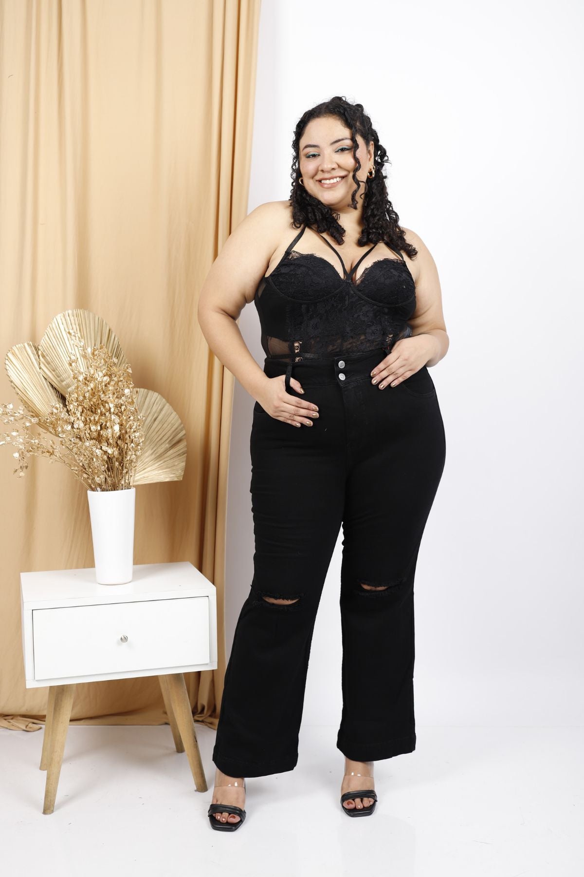 Palazzo Negro Pantalon Palazzo Gorditas Pantalón Palazzo