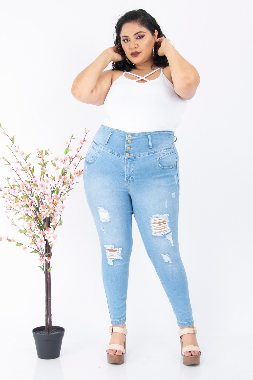 Jeans Skinny Kiara celeste rasgado - Nevih