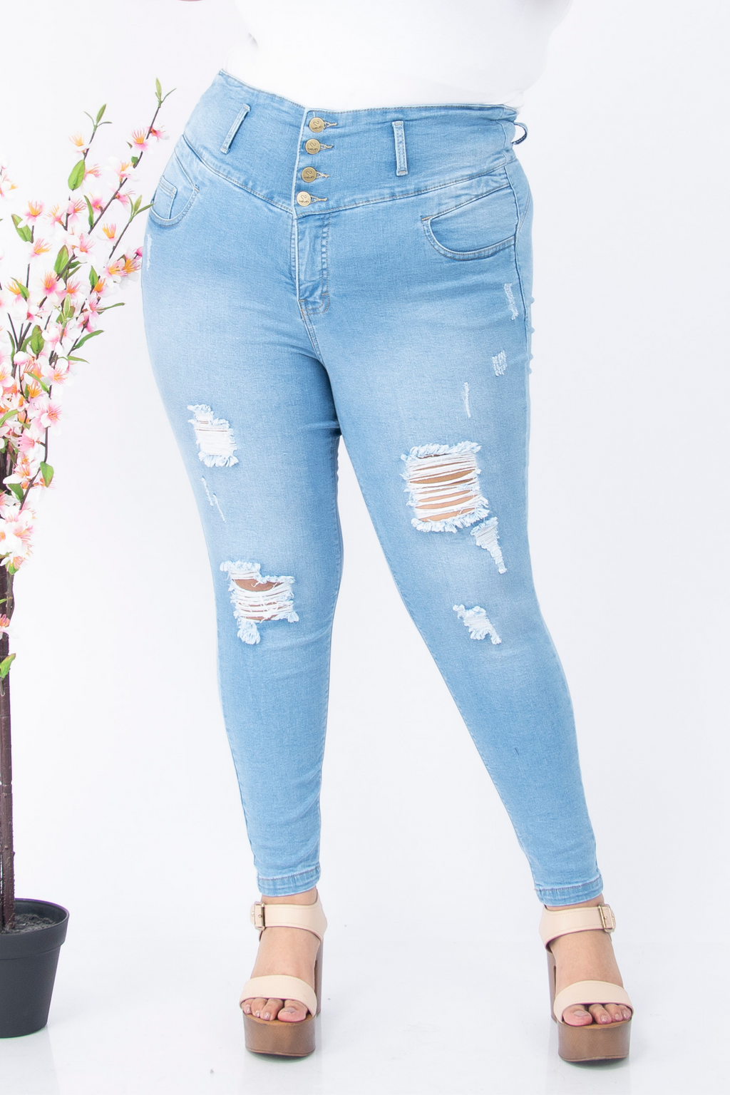 Jeans Skinny Kiara celeste rasgado - Nevih